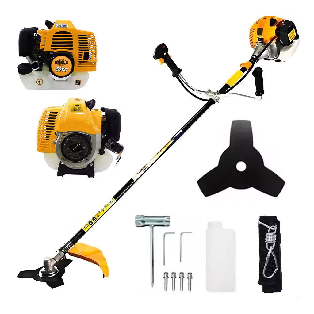Roçadeira Profissional 52cc a Gasolina Multifuncional 2 Tempos – Kit Completo com Lâminas e Acessórios