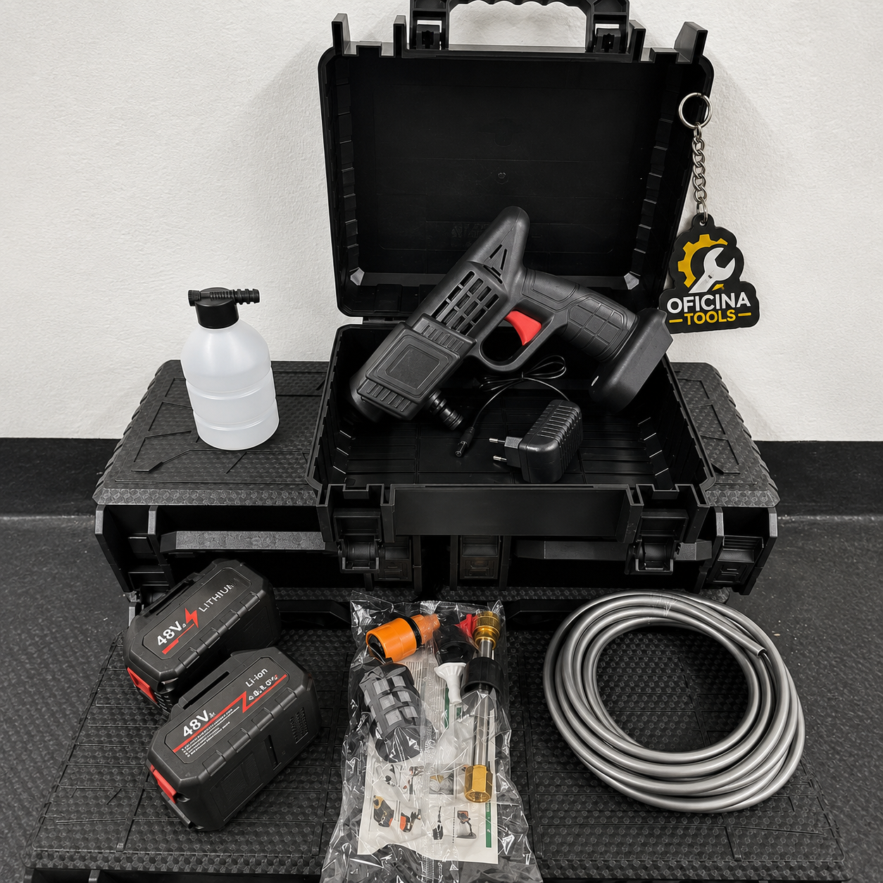Lavadora de Alta Pressão Portátil Sem Fio 48V com 3 Baterias + Kit Completo | Garantia Oficina Tools®