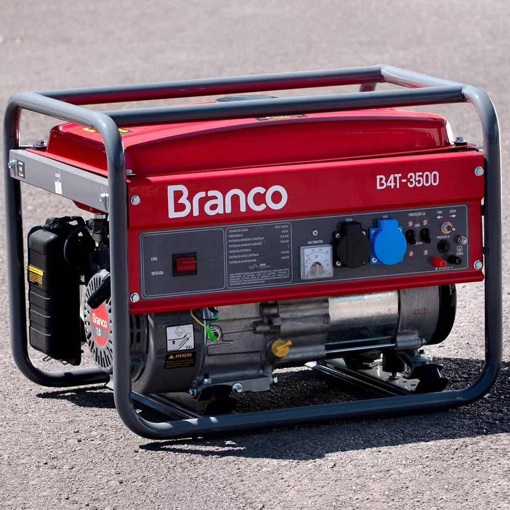 Gerador de Energia Branco B4T-3500 3,5kVA AVR Monofásico 110V/220V 🔴⚡