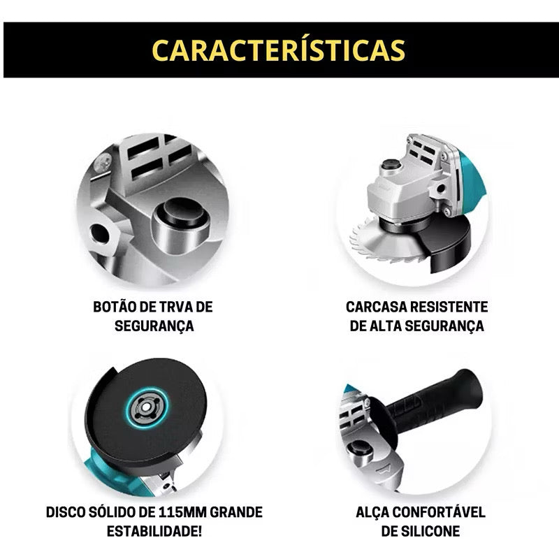 Esmerilhadeira Angular Profissional 950W 4.1/2” 115mm – Alta Rotação 11.000 RPM ⚙️