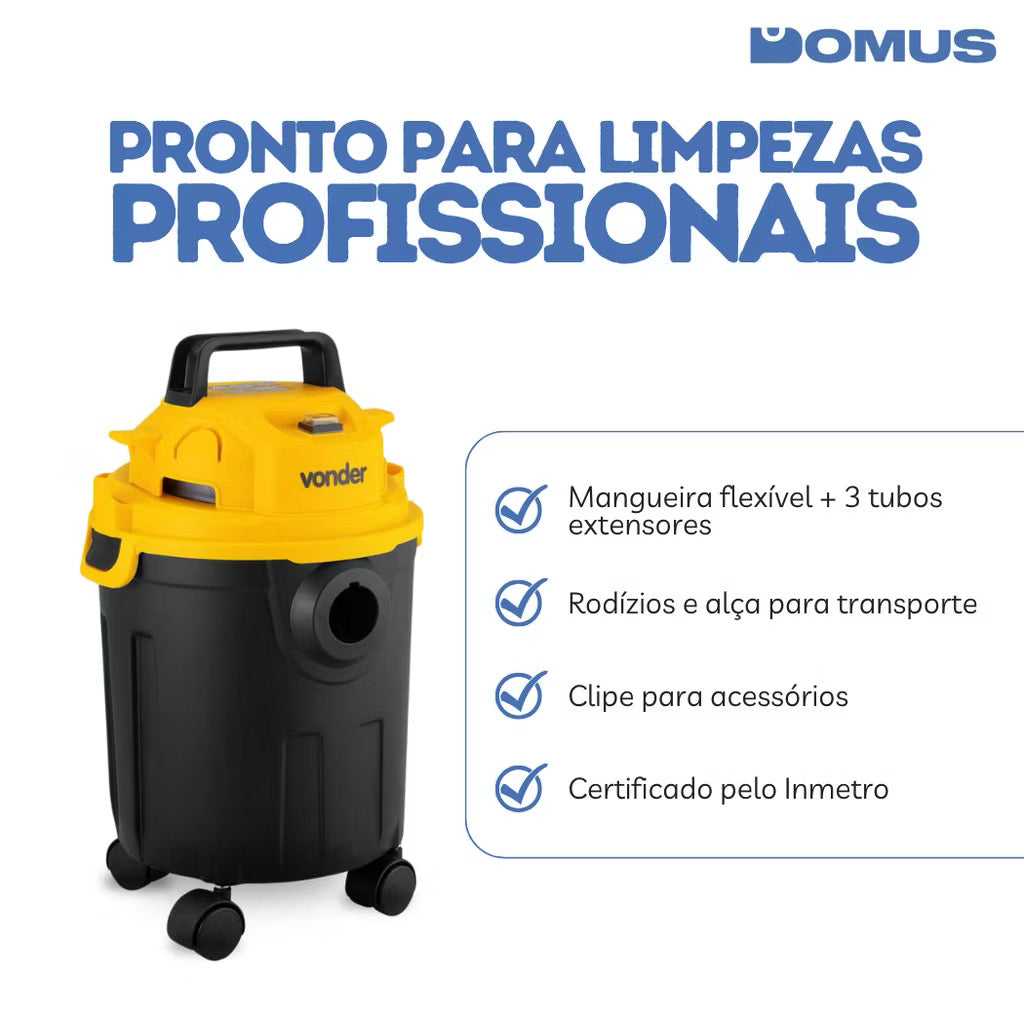 KIT LIMPEZA TOTAL VONDER™ – Lavadora de Alta Pressão + Aspirador de Pó e Líquidos | Garantia Oficina Tools®