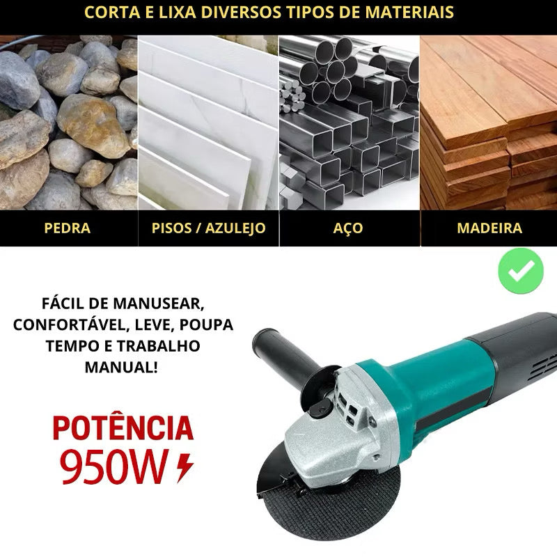 Esmerilhadeira Angular Profissional 950W 4.1/2” 115mm – Alta Rotação 11.000 RPM ⚙️