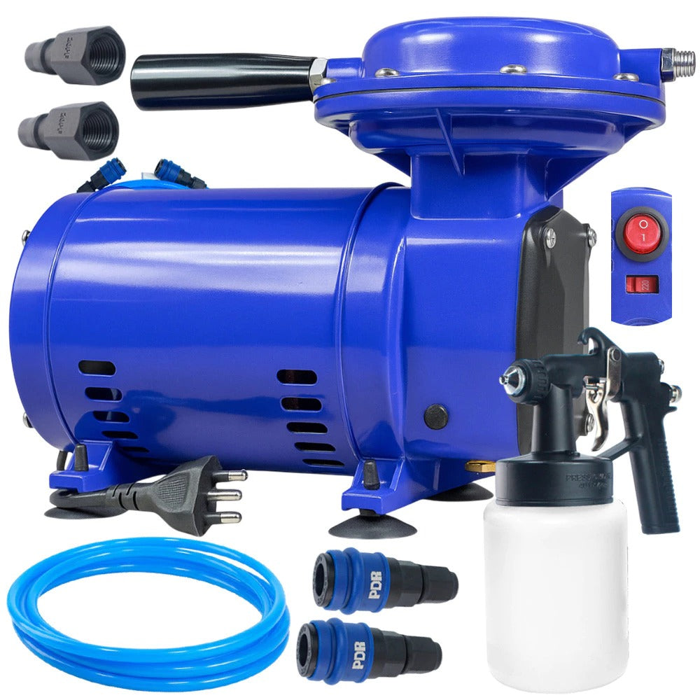Compressor de Ar Direto Profissional Bivolt 50psi 250W 1700RPM Com Pistola e Mangueira PRO-03C PDR