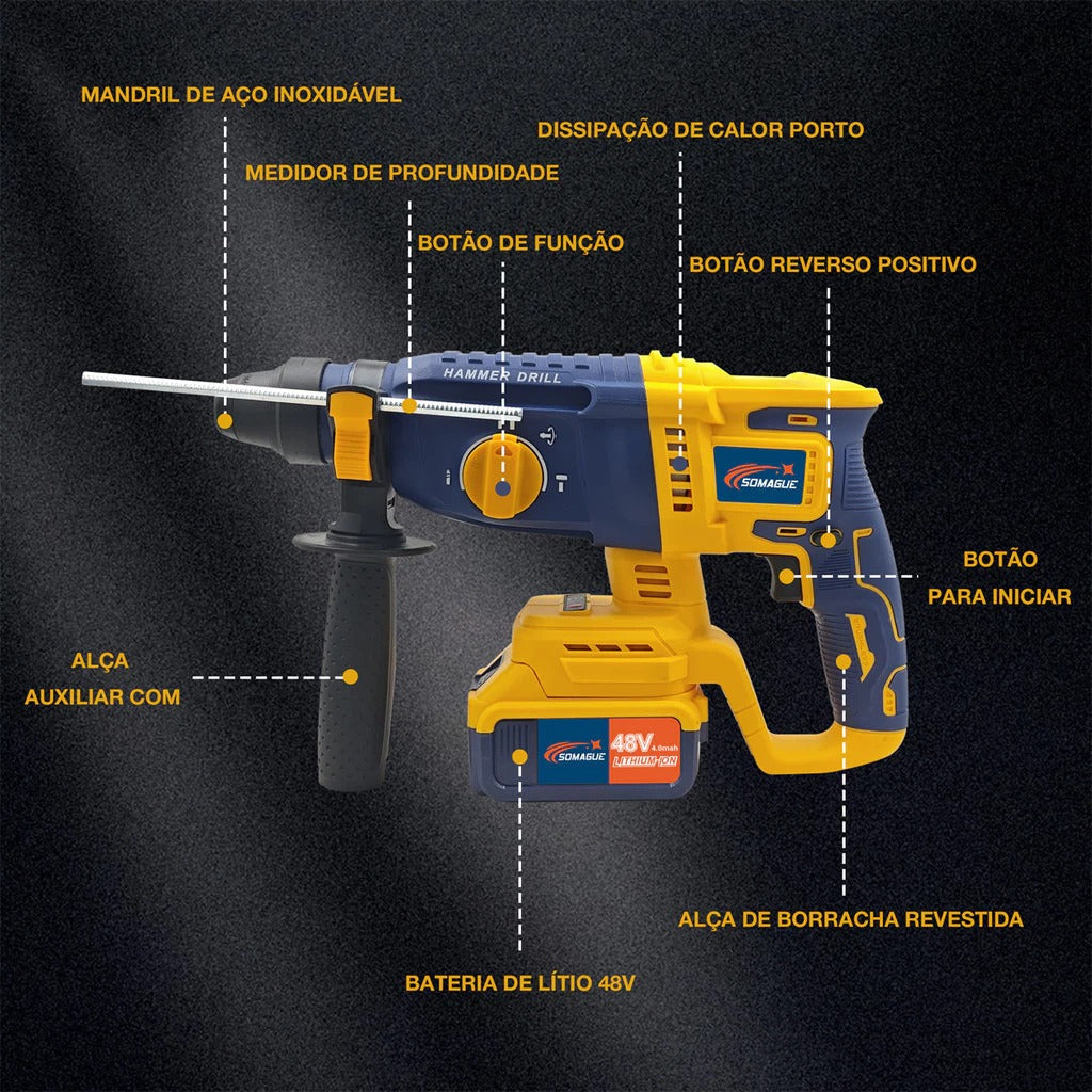 Kit Ferramentas Elétricas 4 Em 1 Com Maleta + 4 Bateria 48v