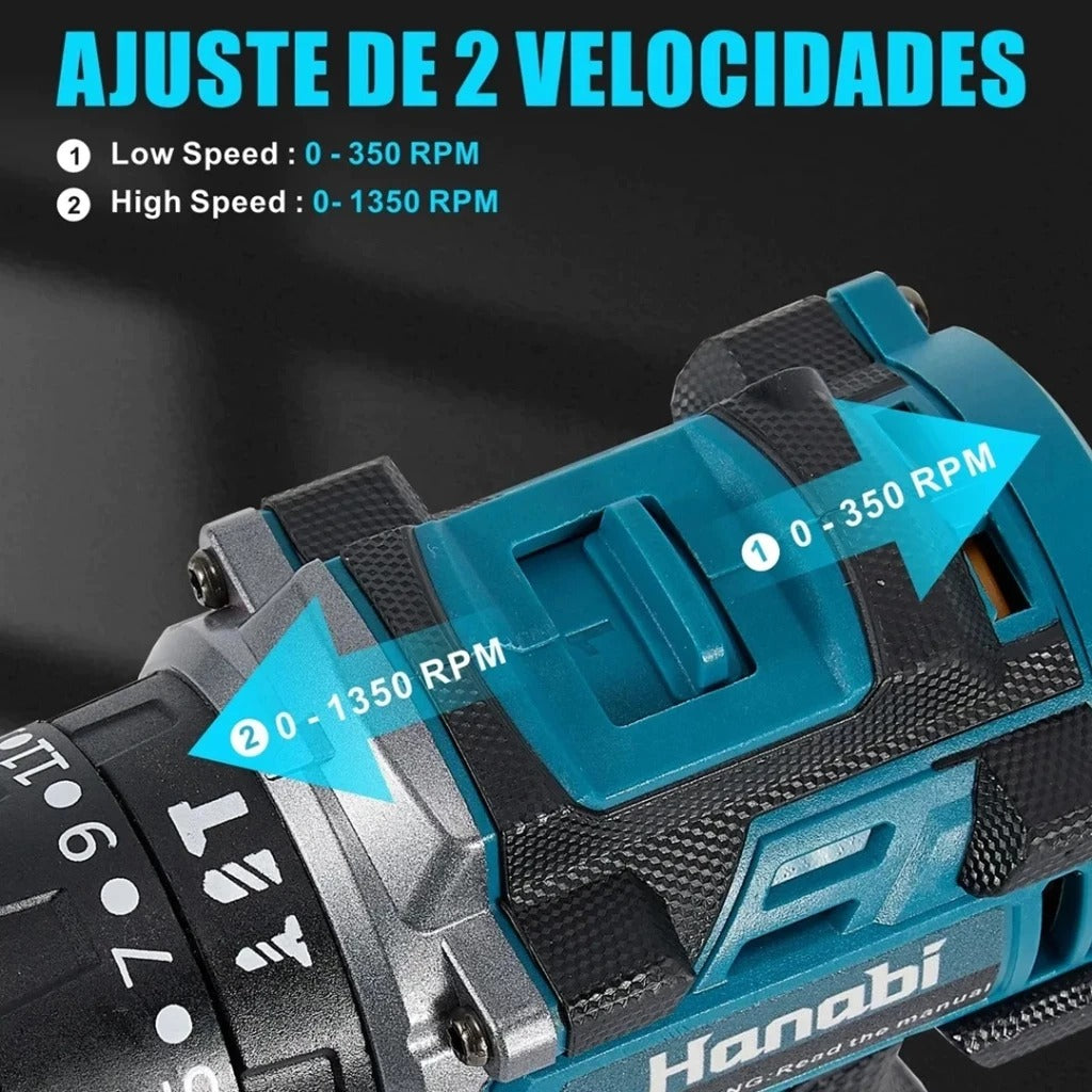 Hanabi Parafusadeira Furadeira de Impacto Brushless Profissional 16.8V 2000mAh Sem Fio com 1/2 Baterias