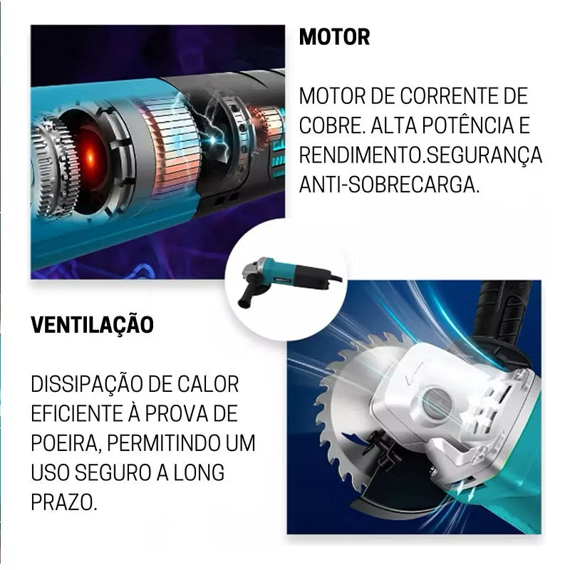 Esmerilhadeira Angular Profissional 950W 4.1/2” 115mm – Alta Rotação 11.000 RPM ⚙️