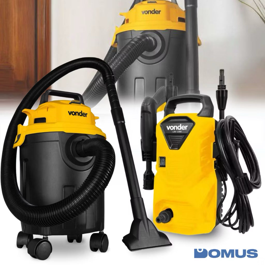 KIT LIMPEZA TOTAL VONDER™ – Lavadora de Alta Pressão + Aspirador de Pó e Líquidos | Garantia Oficina Tools®