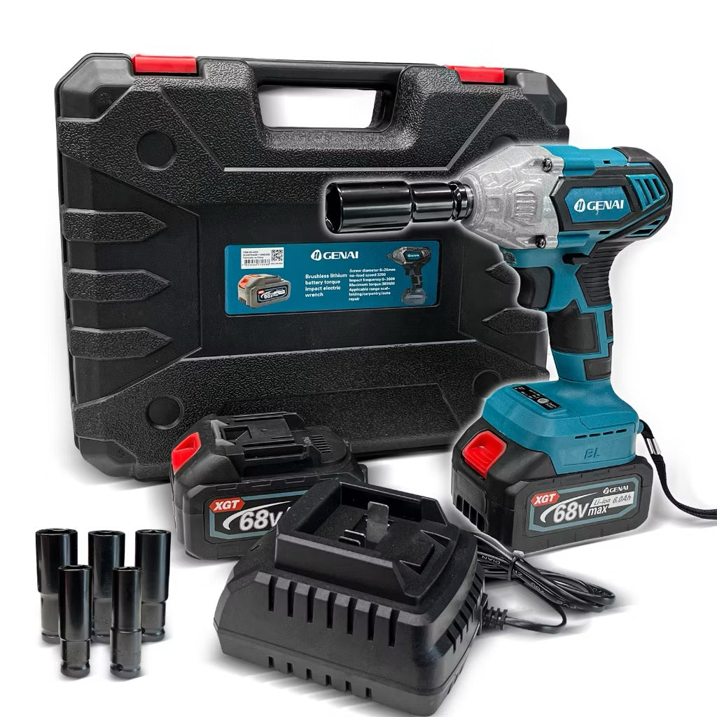 Chave de Impacto Sem Fio 68V Max Profissional com 2 Baterias e Maleta – Oficina Tools