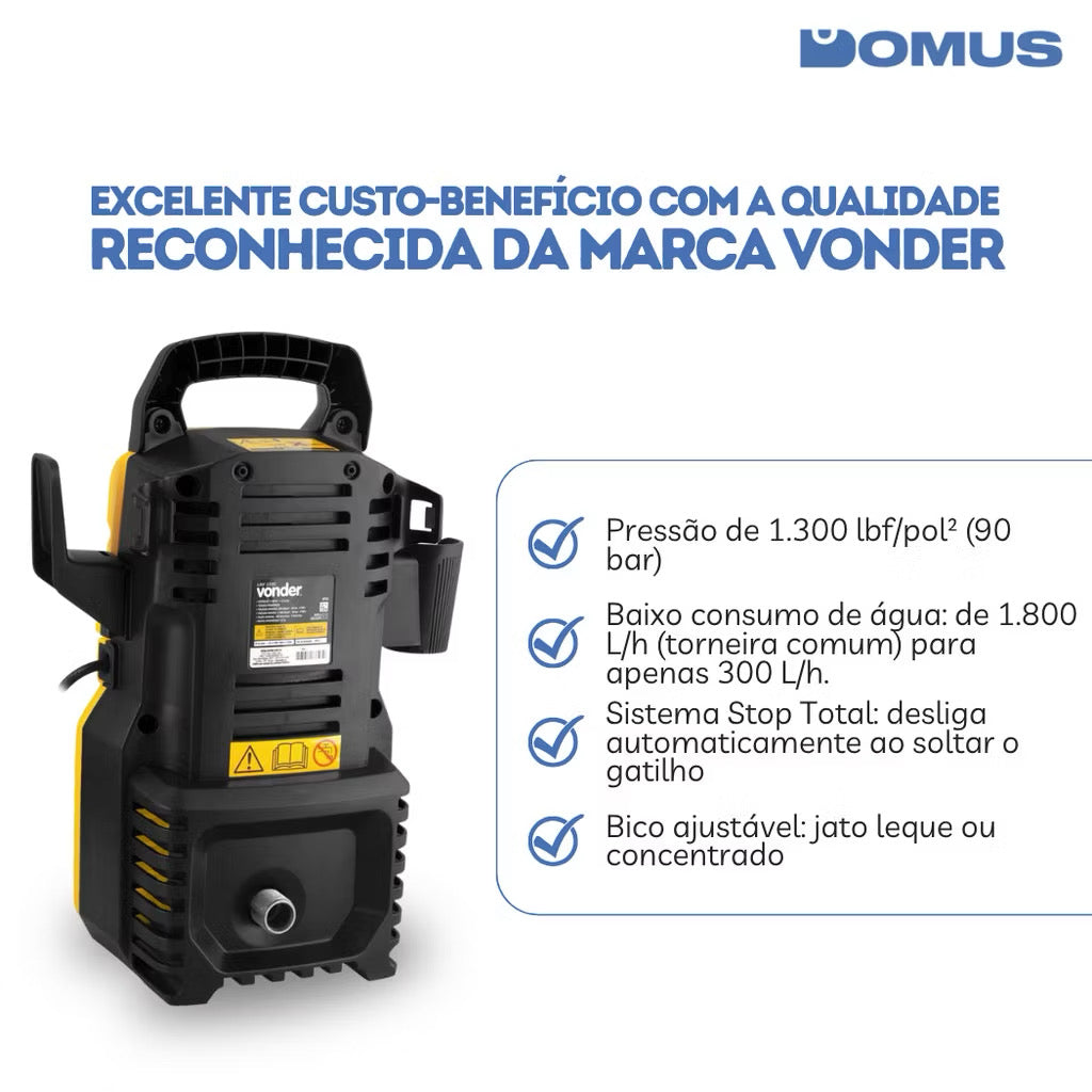 KIT LIMPEZA TOTAL VONDER™ – Lavadora de Alta Pressão + Aspirador de Pó e Líquidos | Garantia Oficina Tools®