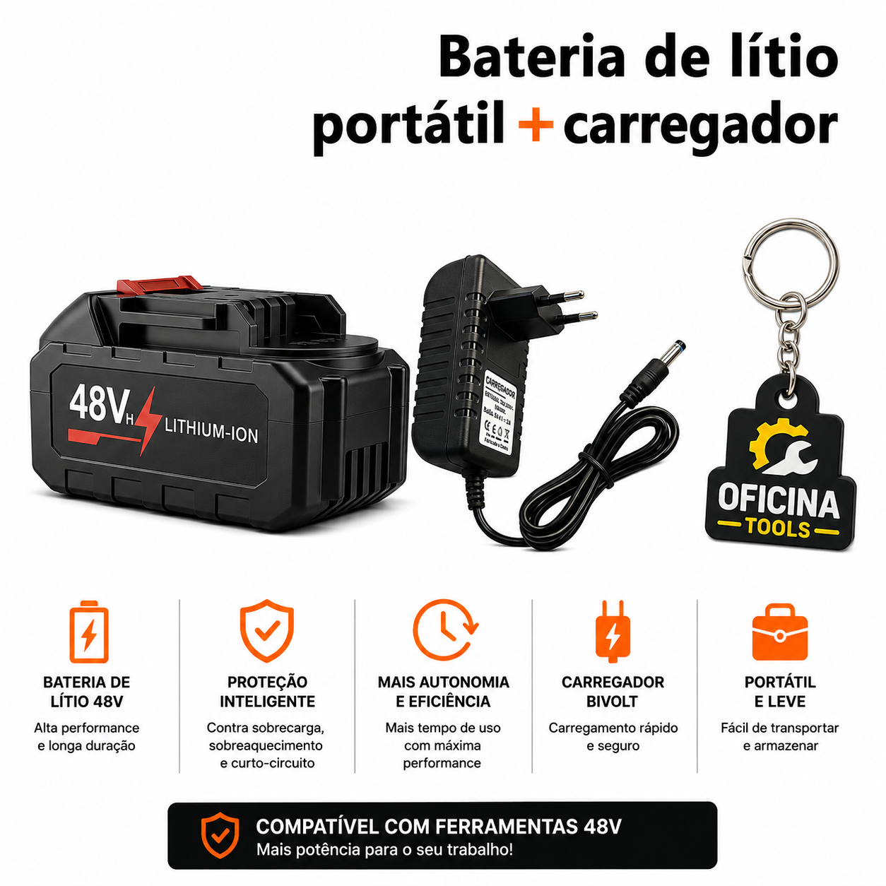 Bateria PowerMax 48V Lithium Pro + Carregador Bivolt