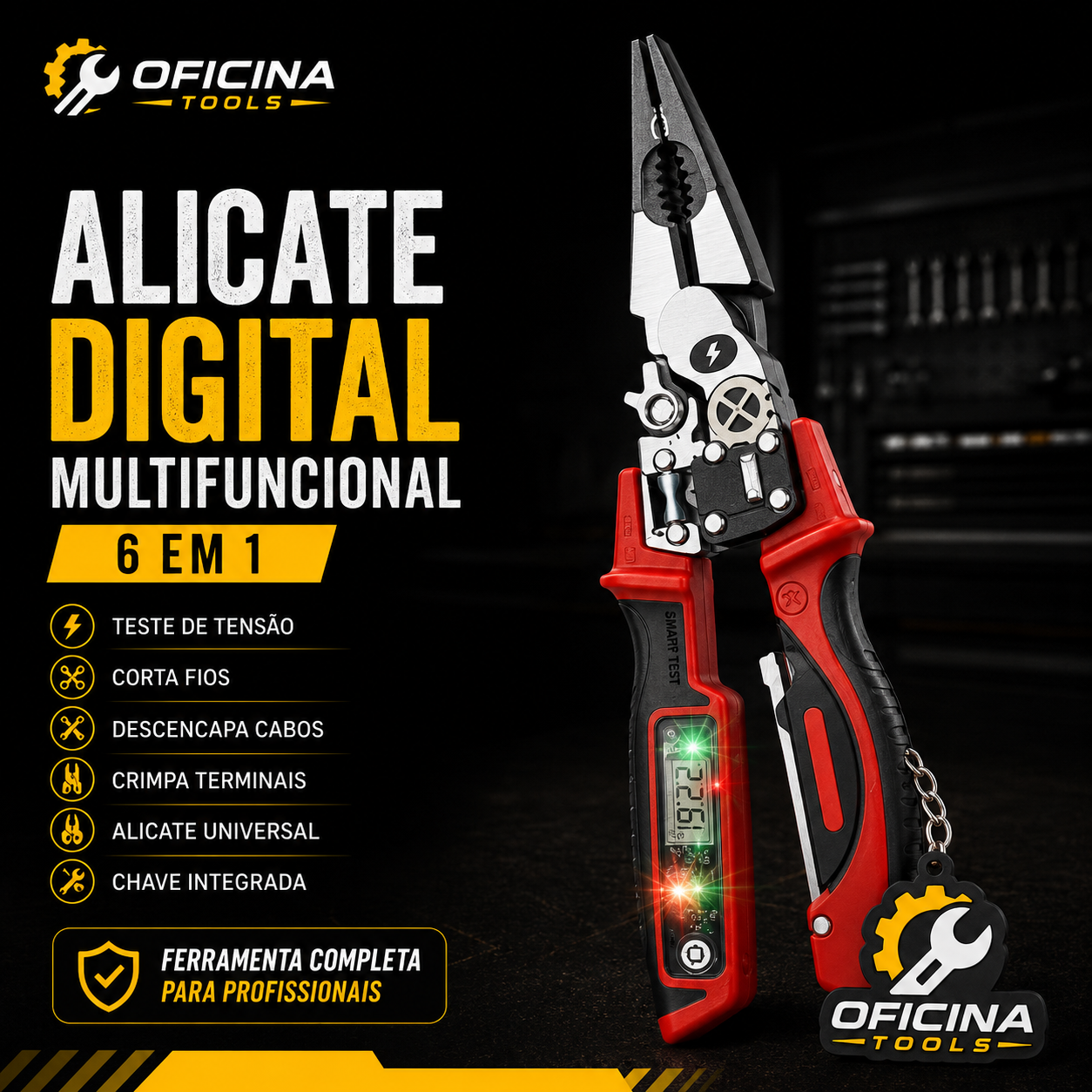 Alicate Digital Multifuncional 6 em 1 – Precisão e Praticidade em Uma Única Ferramenta