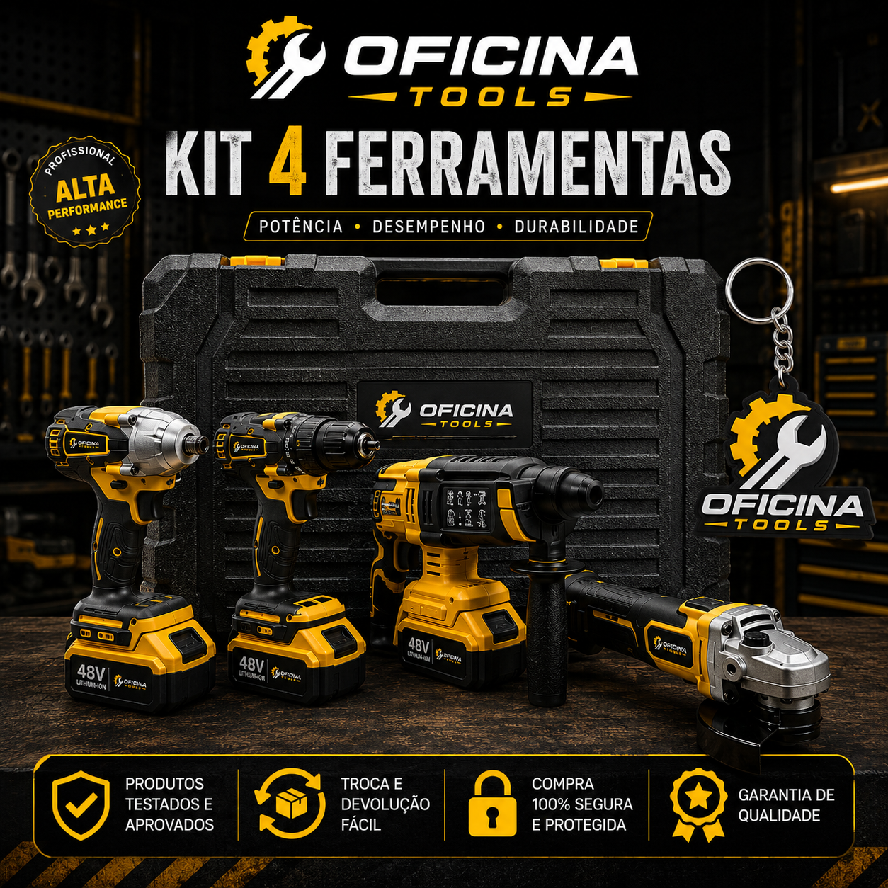 Kit Ferramentas Elétricas 4 Em 1 Com Maleta + 4 Bateria 48v