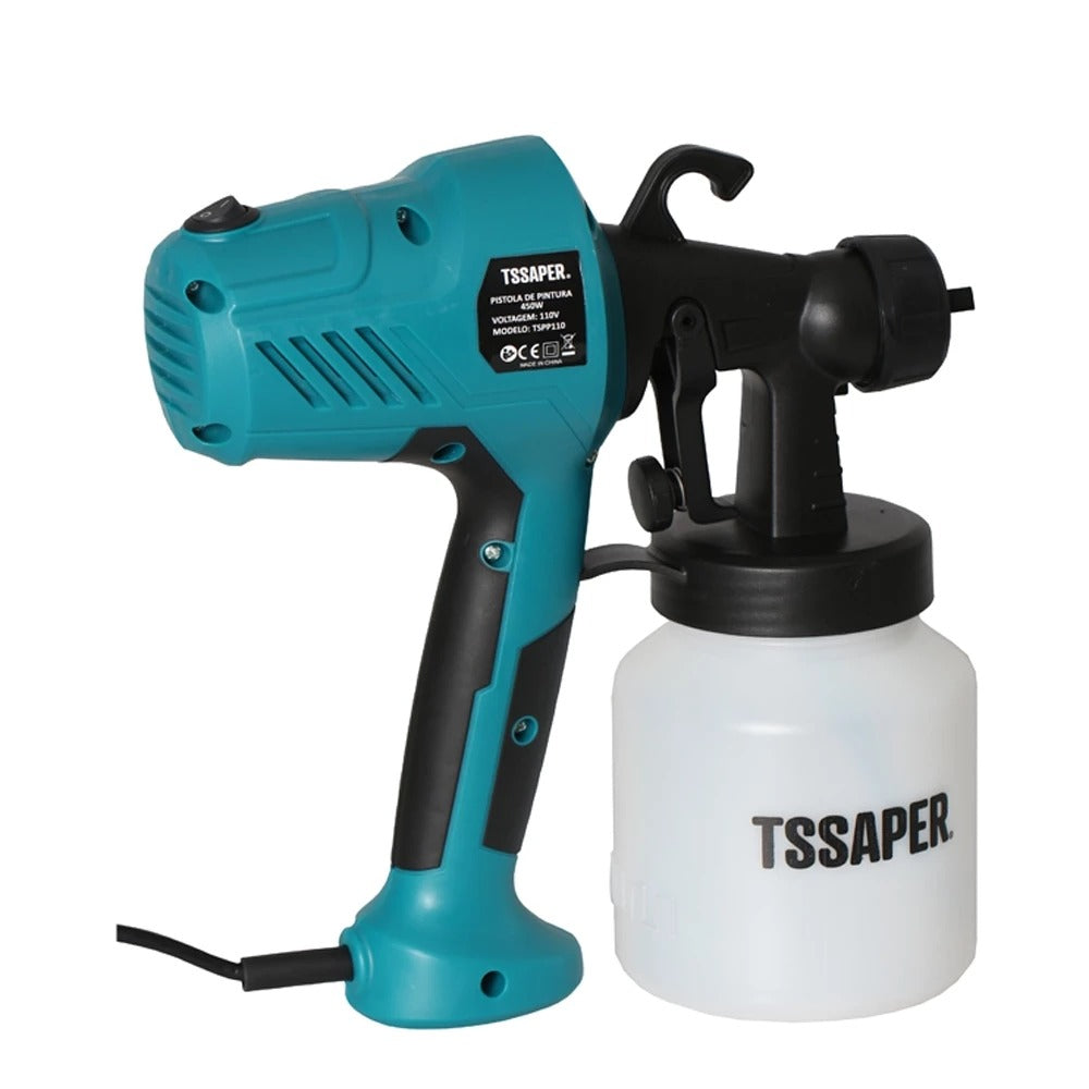 Pistola Elétrica Para Pintura Pulverizador de Tinta com Bico de Metal e Compressor 450w - TSSAPER