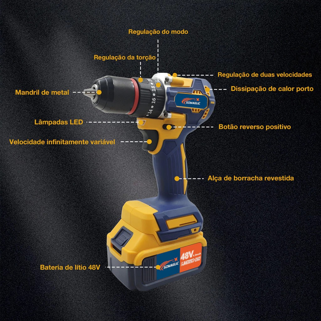 Kit Ferramentas Elétricas 4 Em 1 Com Maleta + 4 Bateria 48v