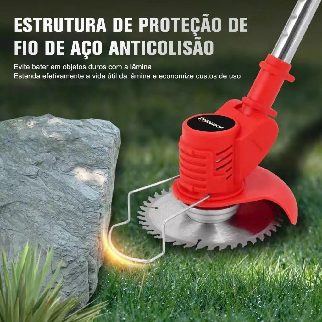 Roçadeira Aparador Cortador De Grama Elétrico Bivolt 110v/220v 2 Baterias Recarregável Kit Completo